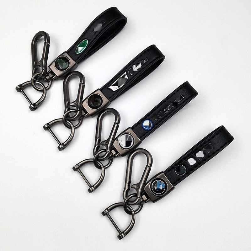 Wholesale Personalized Stock Leather Various Car Branded Metal Car Keychains Pu Leather Horseshoe buckle Keychain