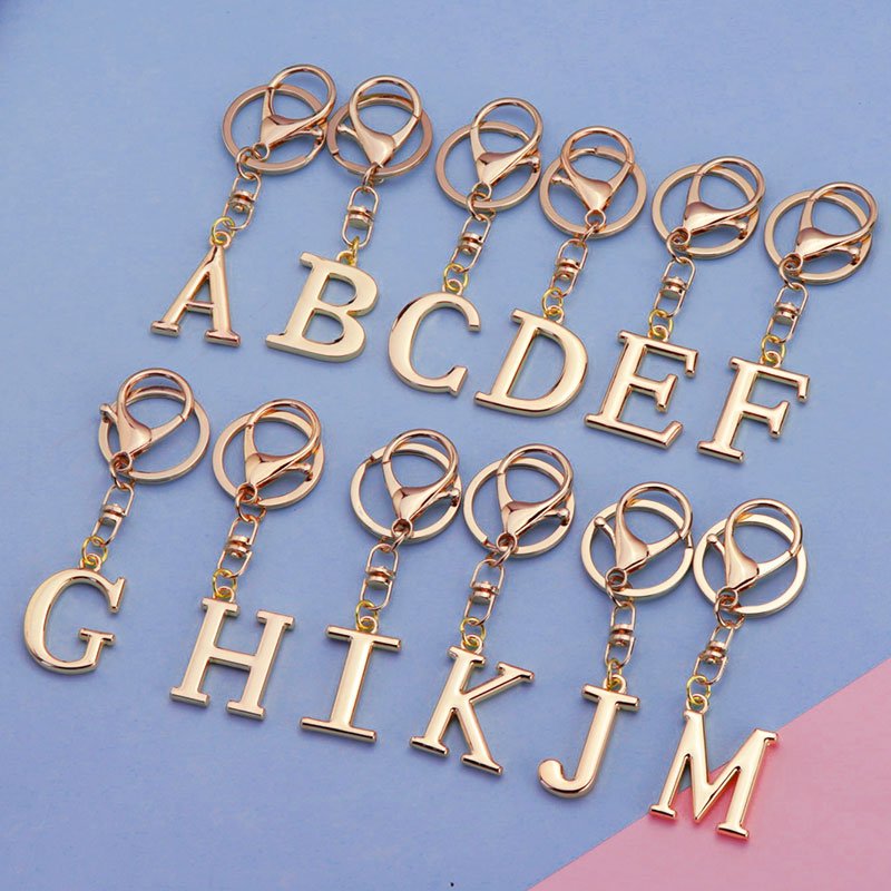 Xun Xin 2D/3D 26 Sublimation Custom Logo Zinc Alloy Letter Pendant With English Letter Metal Keychain Key Ring Enamel Key Chain