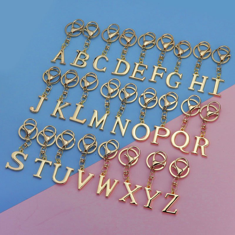 Xun Xin 2D/3D 26 Sublimation Custom Logo Zinc Alloy Letter Pendant With English Letter Metal Keychain Key Ring Enamel Key Chain