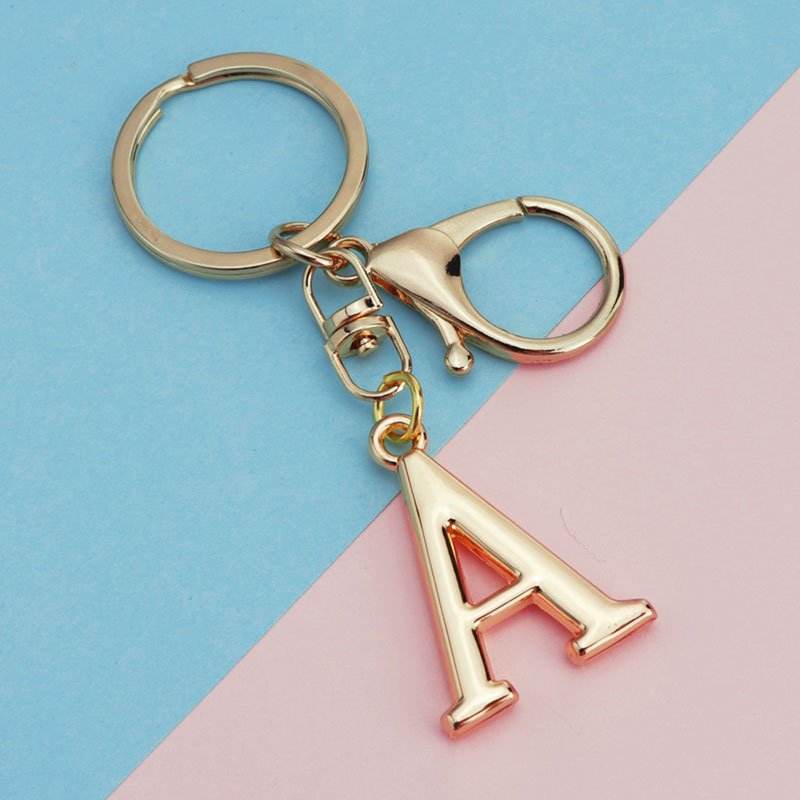 Xun Xin 2D/3D 26 Sublimation Custom Logo Zinc Alloy Letter Pendant With English Letter Metal Keychain Key Ring Enamel Key Chain