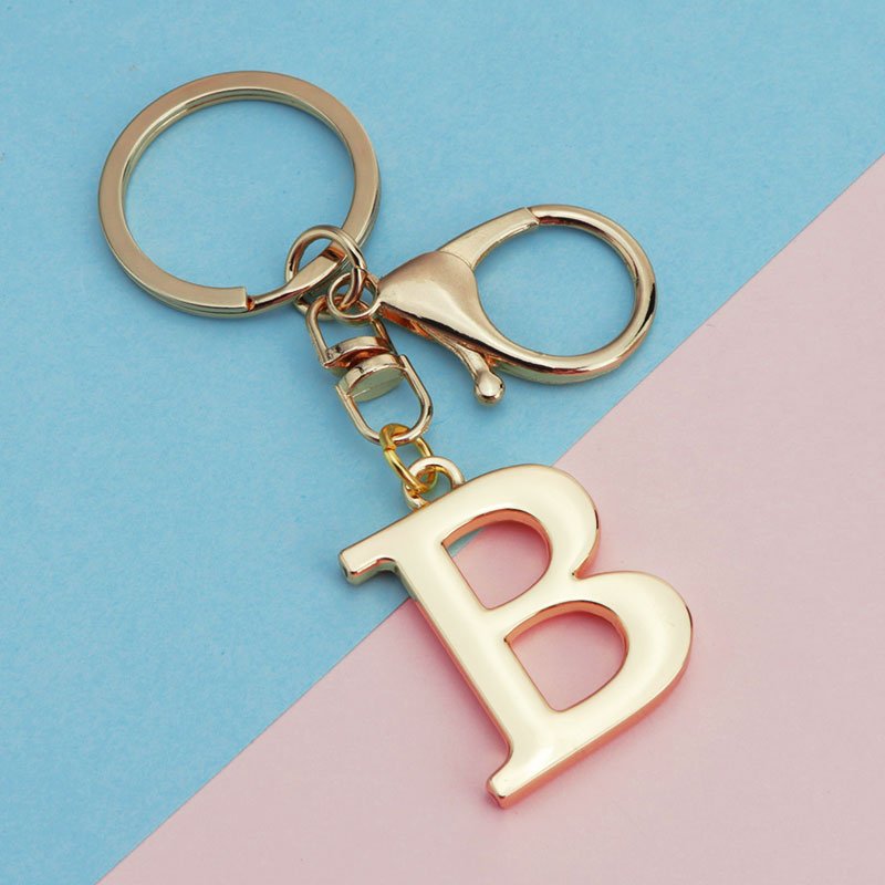 Xun Xin 2D/3D 26 Sublimation Custom Logo Zinc Alloy Letter Pendant With English Letter Metal Keychain Key Ring Enamel Key Chain
