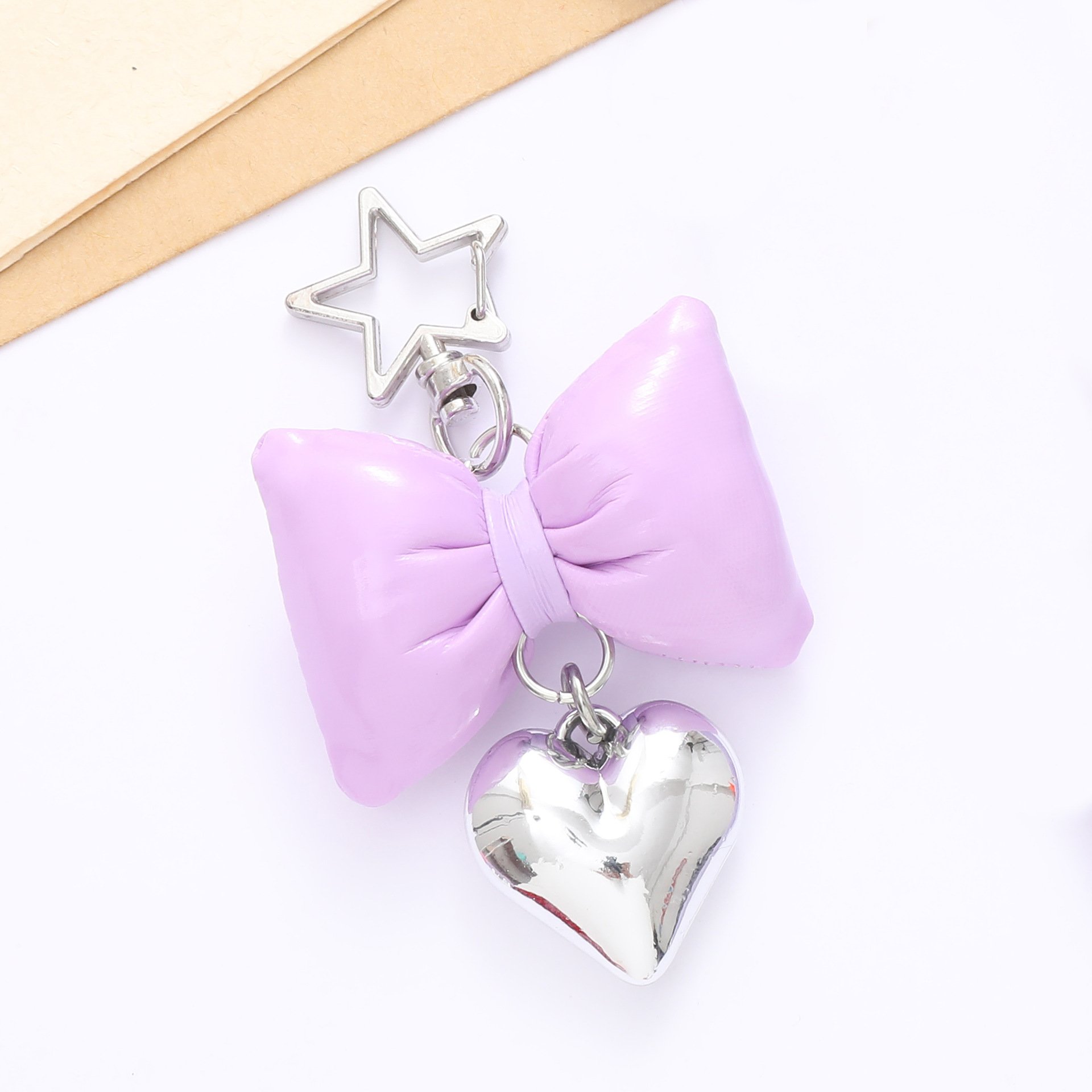 Cute PU Leather Bow Keychain Handmade Leather Key chains Bag Accessory phone Pendant Heart Keyrings bowknot heart keychain women