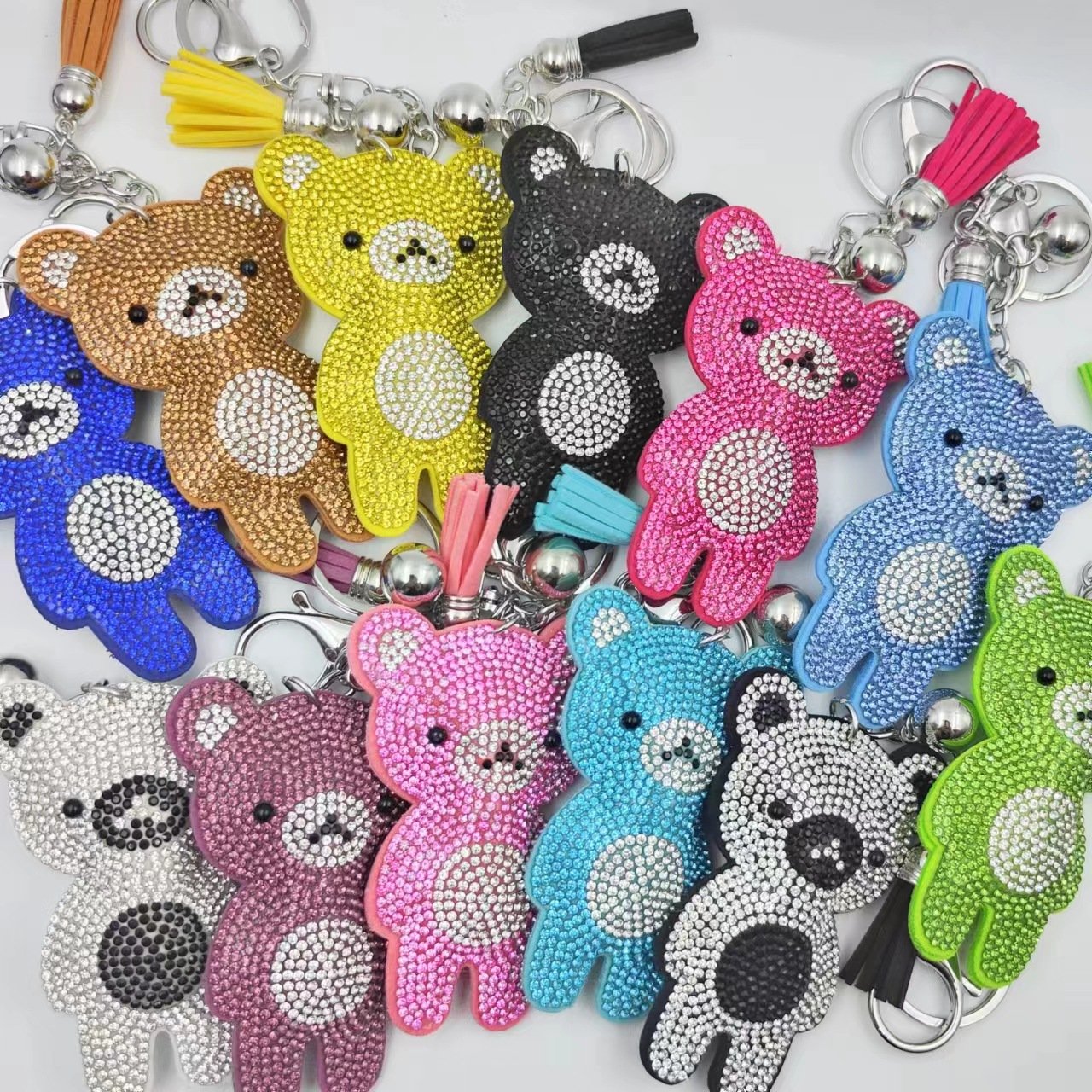 New Fashion Jewelry Cute Crystal bear Wallet Car Key Chains Metal Full Rhinestone Bear Keychains For Women