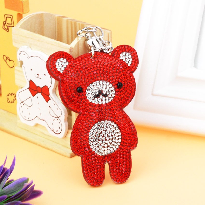 New Fashion Jewelry Cute Crystal bear Wallet Car Key Chains Metal Full Rhinestone Bear Keychains For Women