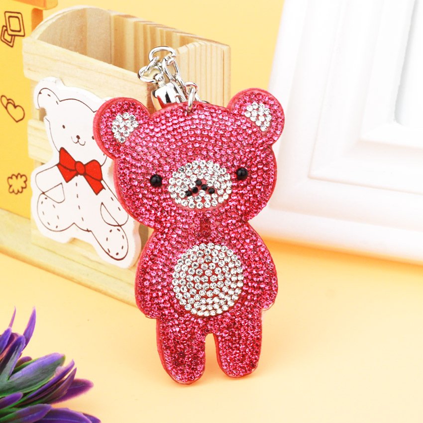 New Fashion Jewelry Cute Crystal bear Wallet Car Key Chains Metal Full Rhinestone Bear Keychains For Women