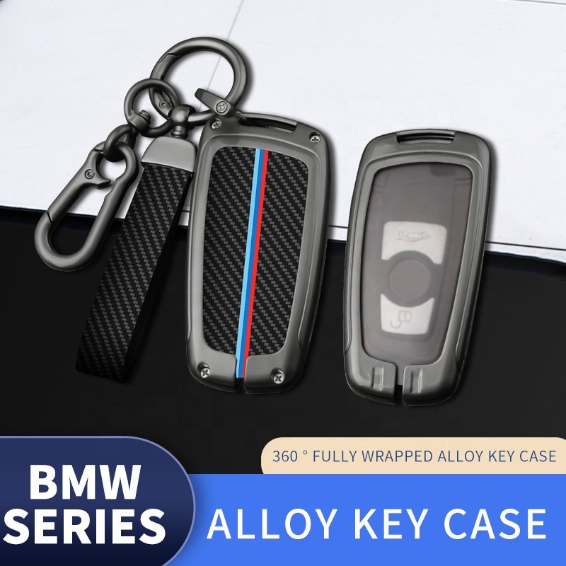 Case For BMW Carbon Leather BMWI3 Car Key Cover With Keychain