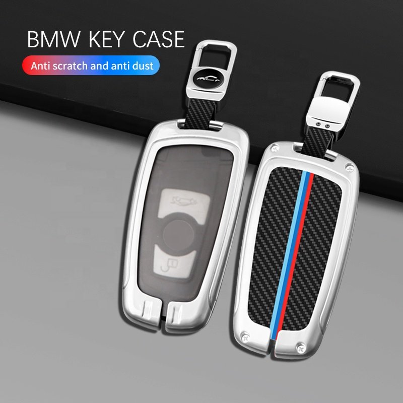 Case For BMW Carbon Leather BMWI3 Car Key Cover With Keychain