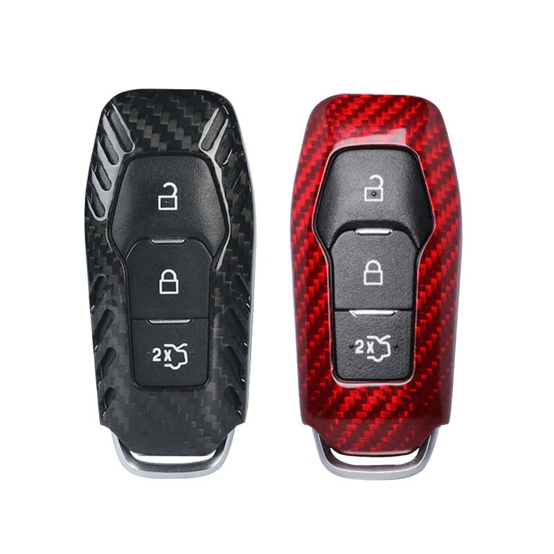 Betterhumz For Ford Mustang 2015-2022 Keychain Carbon Fiber Car Smart Remote Key Fob Case Protector Cover Car Key Accessories