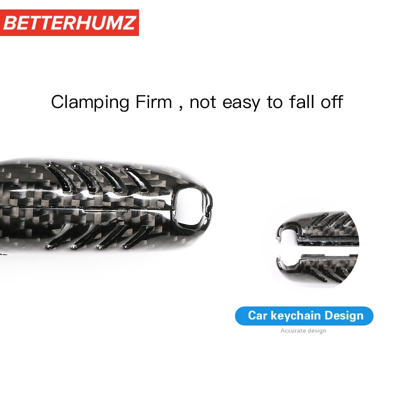 Betterhumz For Ford Mustang 2015-2022 Keychain Carbon Fiber Car Smart Remote Key Fob Case Protector Cover Car Key Accessories