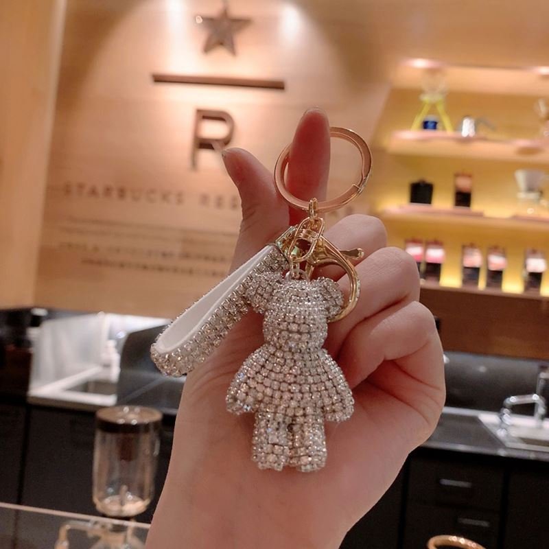Hot Sell High Quality Crystal Key Chains Rhinestone Teddy Bear Keychain Leather Key Chain Metal Key Chain 0