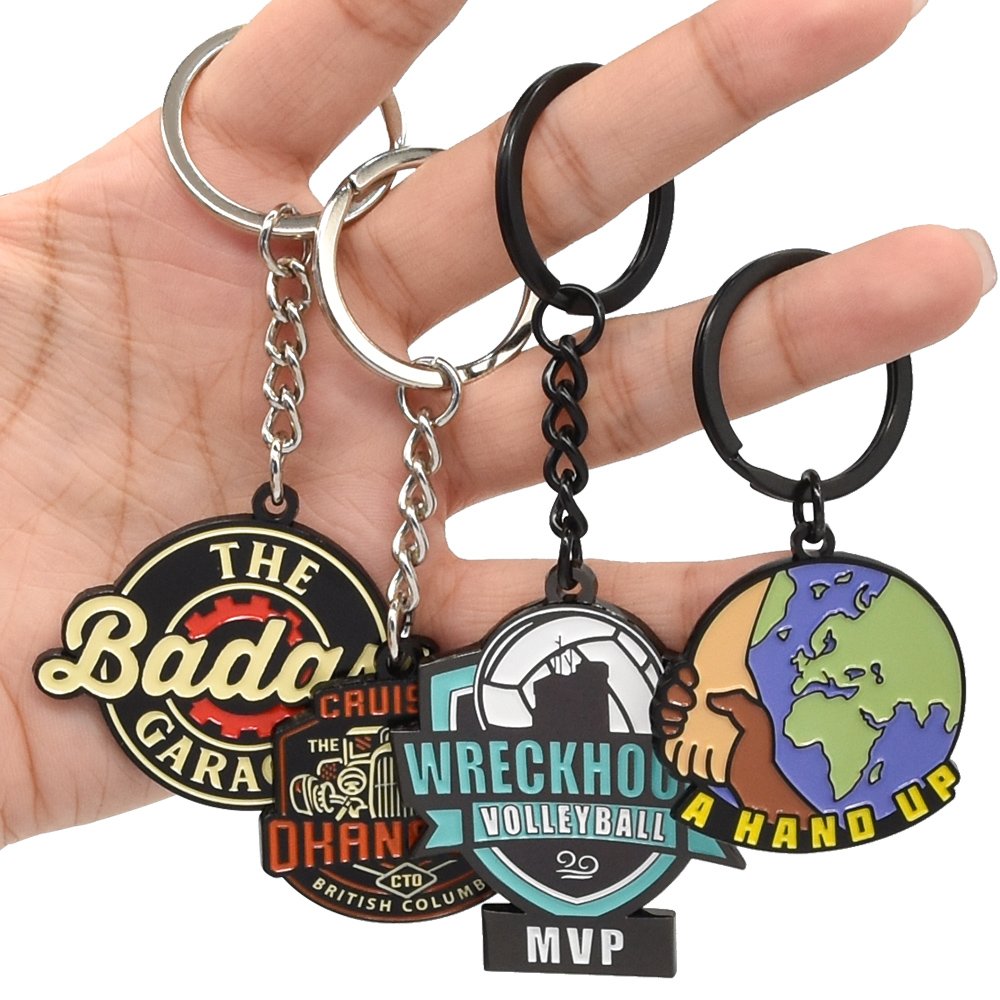 Manufacturer supply promotional keychain metal zinc alloy fancy cartoons cheap key chain ring car motel custom enamel keychains