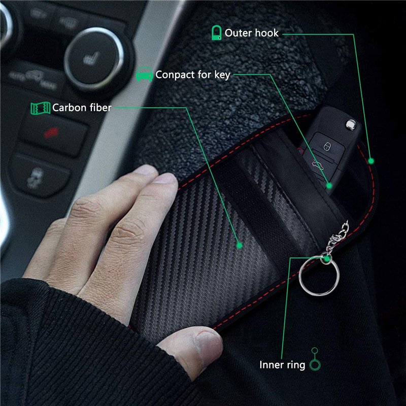 2024 New Carbon Fiber Car Key Accessories Signal Shielding Bag Anti-Theft and Anti-Scanning RFID Radio Frequency Keybag