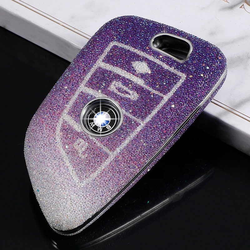 360 Degree Protection Car Key PC Car Key Case with Bling Keychain Accessories for BMW X1 X2 X3 X5 X6 Series 1 2 5 6 7 M5 M6