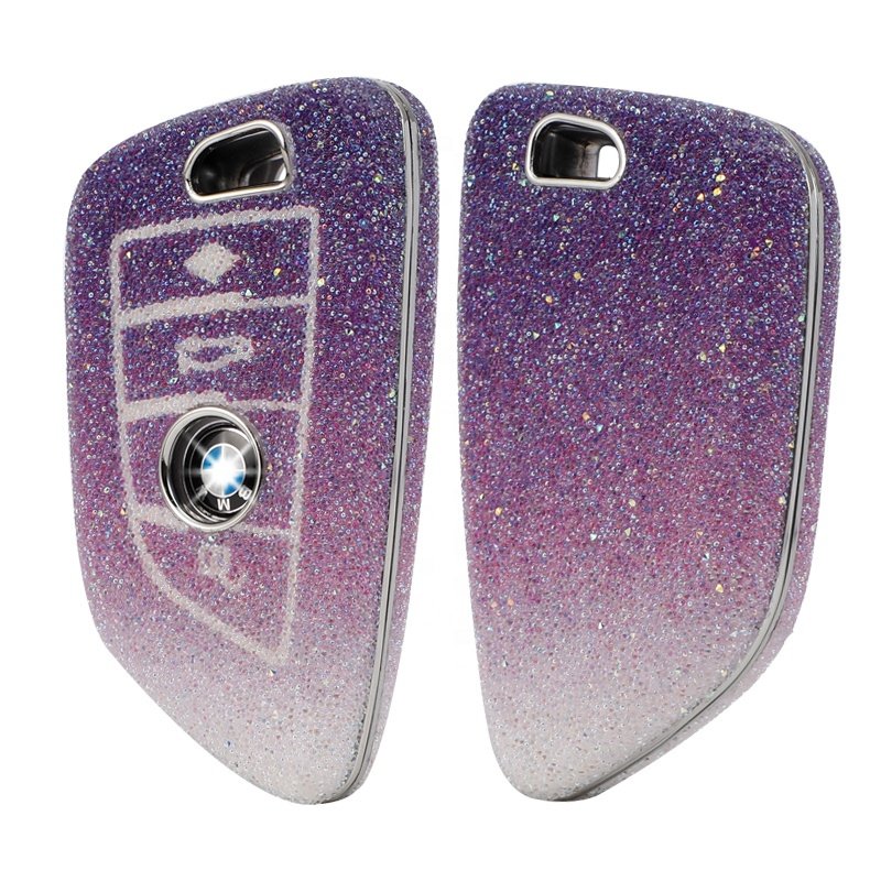 360 Degree Protection Car Key PC Car Key Case with Bling Keychain Accessories for BMW X1 X2 X3 X5 X6 Series 1 2 5 6 7 M5 M6