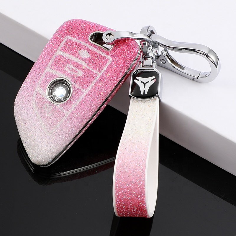 360 Degree Protection Car Key PC Car Key Case with Bling Keychain Accessories for BMW X1 X2 X3 X5 X6 Series 1 2 5 6 7 M5 M6