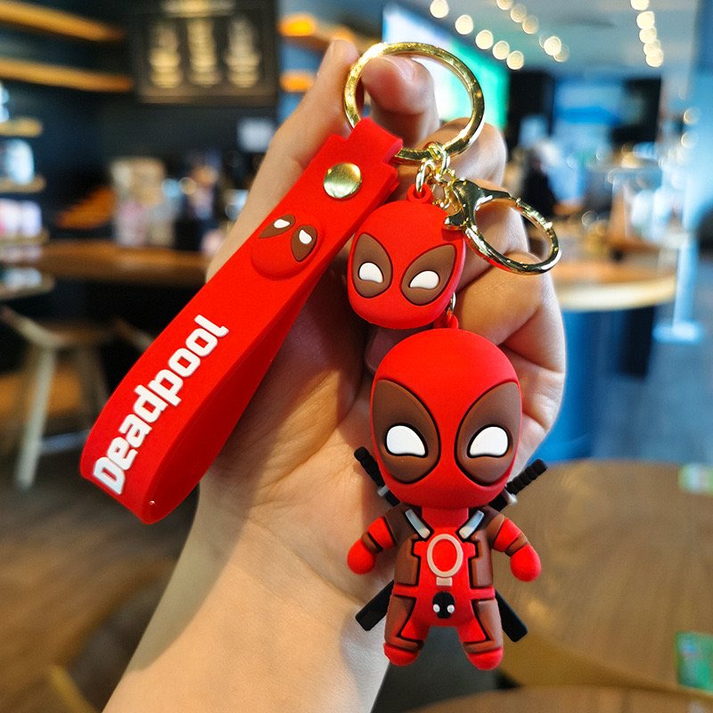 3D Cool Cartoon Dead Pool Keychain Marvell Doll Pendant Boy Gift Key Chain Wholesale Car Key Backpack Decoration Keychains