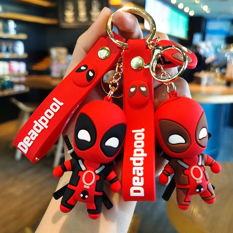 3D Cool Cartoon Dead Pool Keychain Marvell Doll Pendant Boy Gift Key Chain Wholesale Car Key Backpack Decoration Keychains