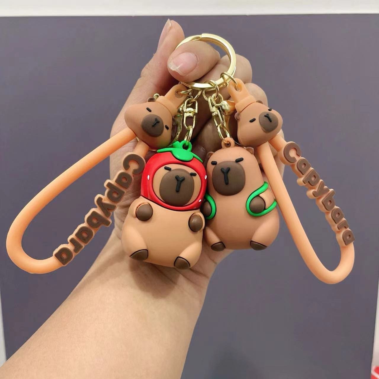 Wholesale 3D cartoon PVC Capibara key chain pendant cartoon cute couple animation creative car bag key chain pendant small gift