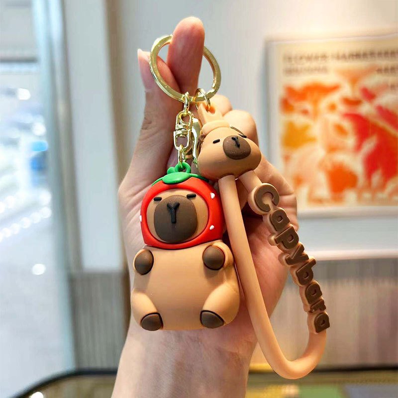 Wholesale 3D cartoon PVC Capibara key chain pendant cartoon cute couple animation creative car bag key chain pendant small gift