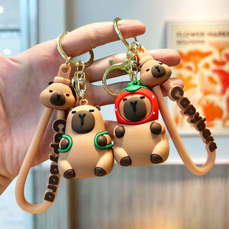 Wholesale 3D cartoon PVC Capibara key chain pendant cartoon cute couple animation creative car bag key chain pendant small gift