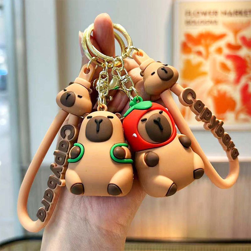 Wholesale 3D cartoon PVC Capibara key chain pendant cartoon cute couple animation creative car bag key chain pendant small gift