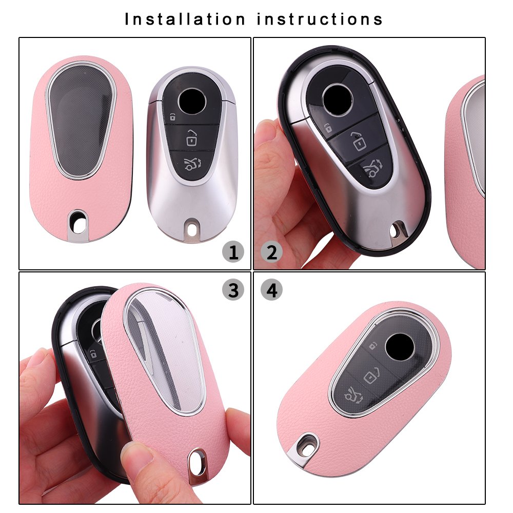 For Mercedes Benz leather Key Fob Cover key shell fit for Benz New C-Class, S-Class key cover