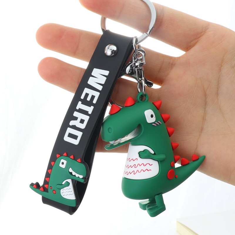 Xun Xin Wholesale Dinosaur Car Keychain Accessories Cartoon Anime 3D Soft Silicone PVC Key Ring Best Rubber Dinosaur Key Holder