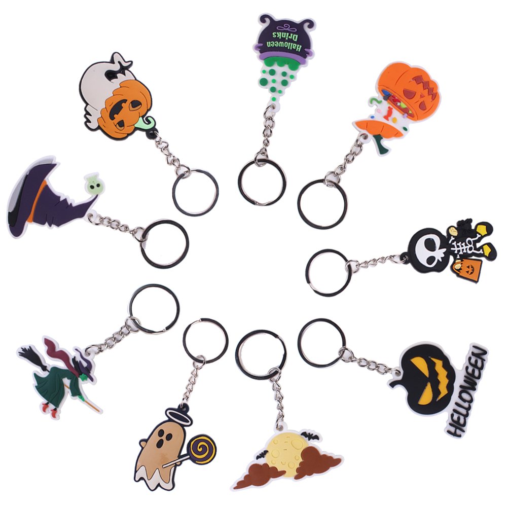 2024 Wholesale 2D PVC Custom Creative New Arrival Key Chains Halloween Festival Pumpkin Key Chains Gifts for Kid Trick or Treat