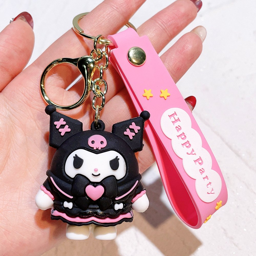 Creative Cartoon Schoolbag Accessories Car Pendant Wholesale Silicone Egg Boy Sanrioed Kulomi Big Ear Dog Doll Keychain