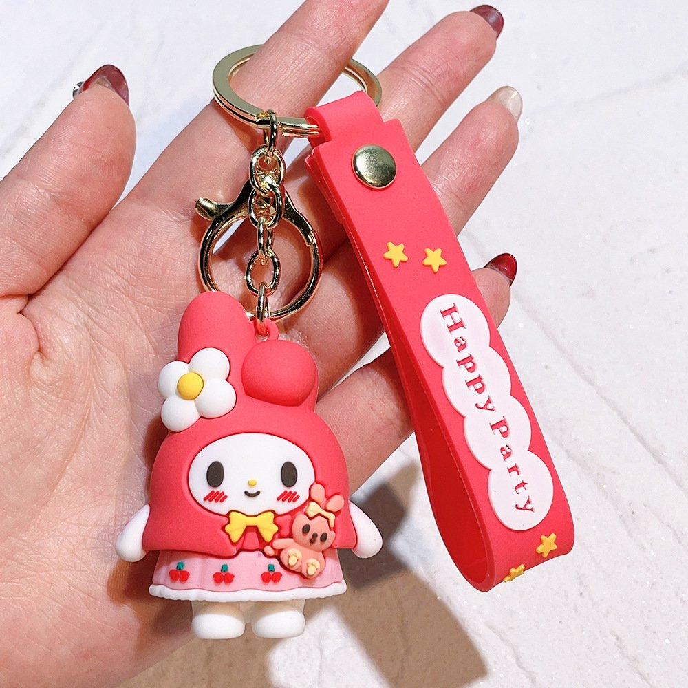 Creative Cartoon Schoolbag Accessories Car Pendant Wholesale Silicone Egg Boy Sanrioed Kulomi Big Ear Dog Doll Keychain