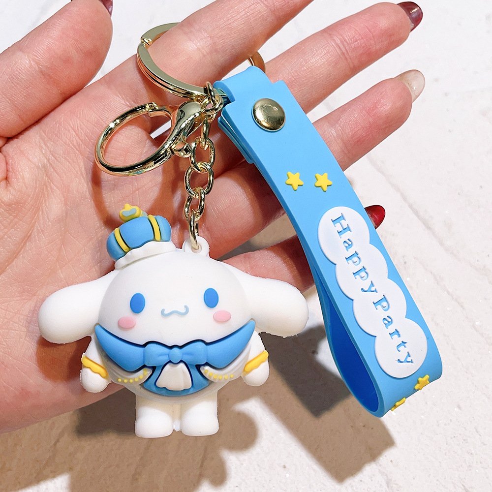Creative Cartoon Schoolbag Accessories Car Pendant Wholesale Silicone Egg Boy Sanrioed Kulomi Big Ear Dog Doll Keychain