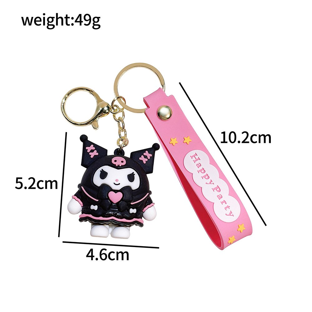 Creative Cartoon Schoolbag Accessories Car Pendant Wholesale Silicone Egg Boy Sanrioed Kulomi Big Ear Dog Doll Keychain