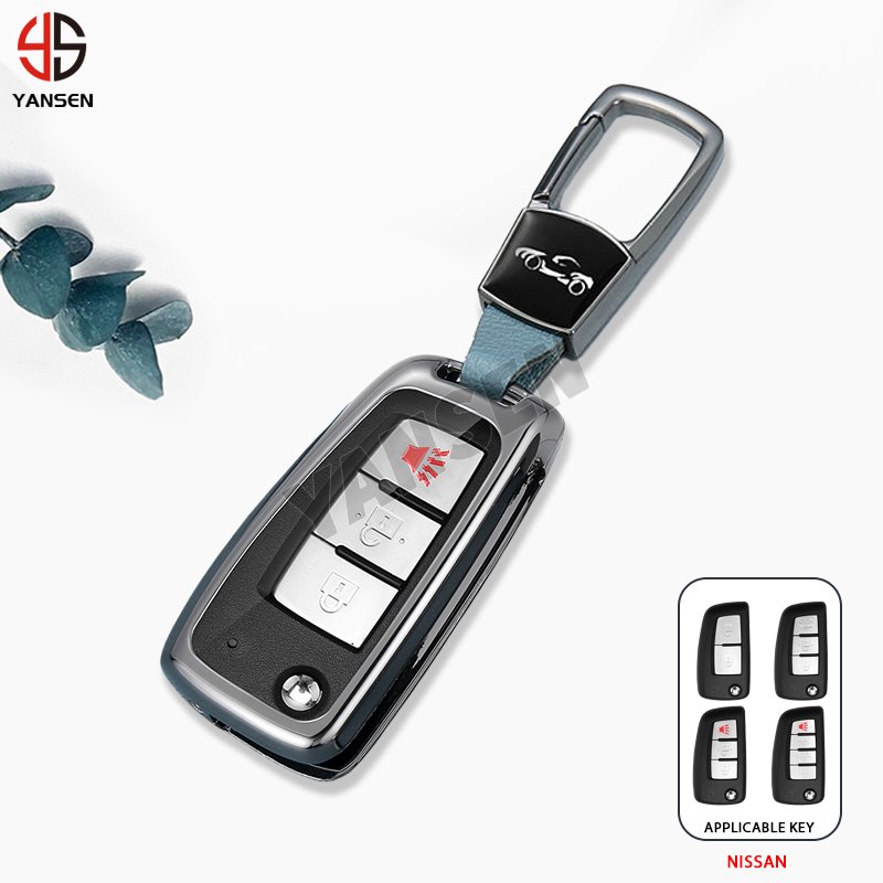Alloy Leather Car Remote Key Case For Nissan Qashqai Sunny NV200 J11 Pulsar C13 Juke X-Trail T32 Micra