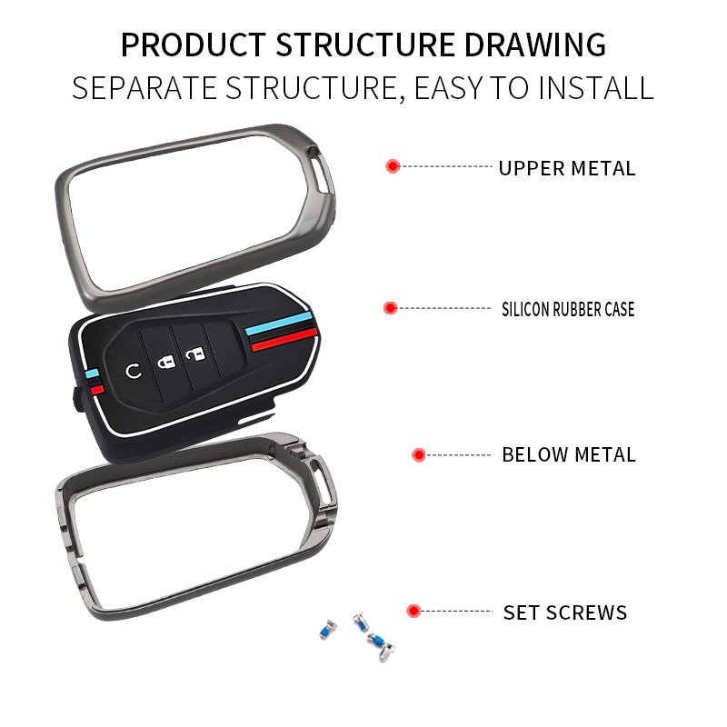 Metal Car Key Accessories Zinc Alloy+Silicone Car Key Cover Case Remote Key Fob Shell Suitable for Isuzu