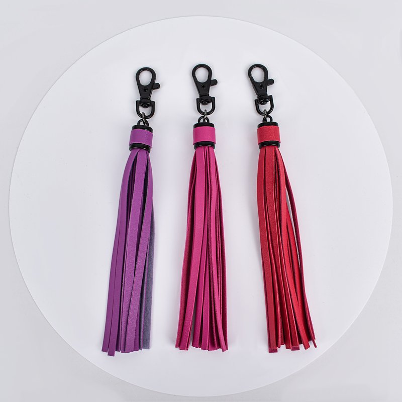 Popular DIY Bag Accessories 19CM PU Tassel Pendant Leather Tassel Keychain with Lobster