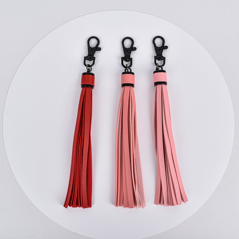 Popular DIY Bag Accessories 19CM PU Tassel Pendant Leather Tassel Keychain with Lobster