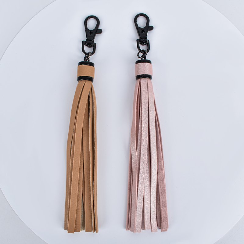Popular DIY Bag Accessories 19CM PU Tassel Pendant Leather Tassel Keychain with Lobster