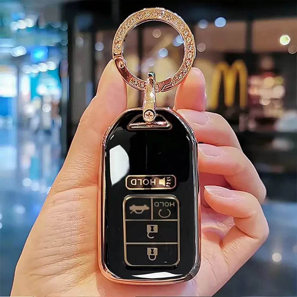 5 Buttons Soft TPU Car Key Cover Shell Case for Civic CRV HRV Accord Pilot Fit Freed Vezel Odyssey 2018-2022 Accessories