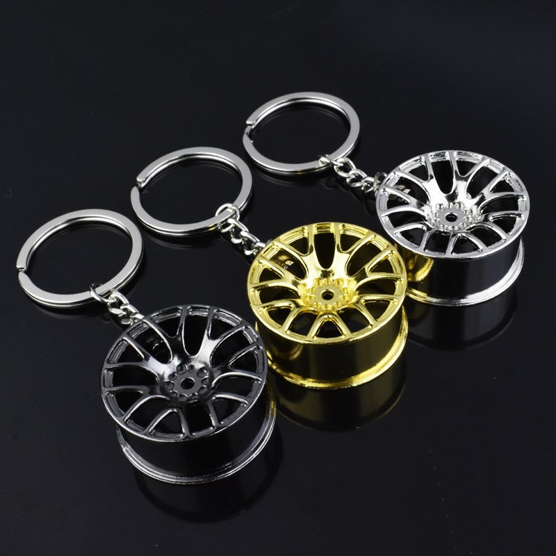 2022 Customized LOGO Creative Gift Metal Turbocharger Gear Wheel Brake Disc Shock Absorber Auto Parts Keychain