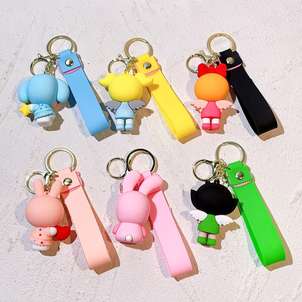 3D PVC Anime keychain Kawaii cartoon rubber Lilo Stitch Ilaveros Pink Angel Key Chain silicon car Bag Pendant Keyring Key Chain