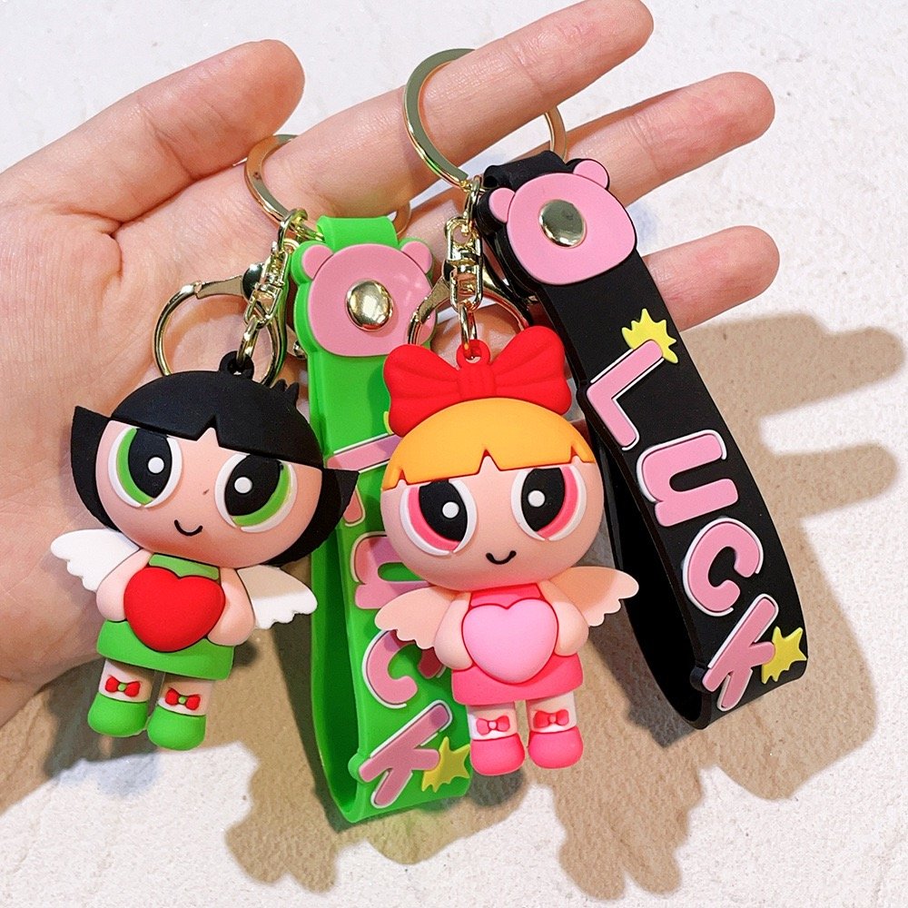 3D PVC Anime keychain Kawaii cartoon rubber Lilo Stitch Ilaveros Pink Angel Key Chain silicon car Bag Pendant Keyring Key Chain