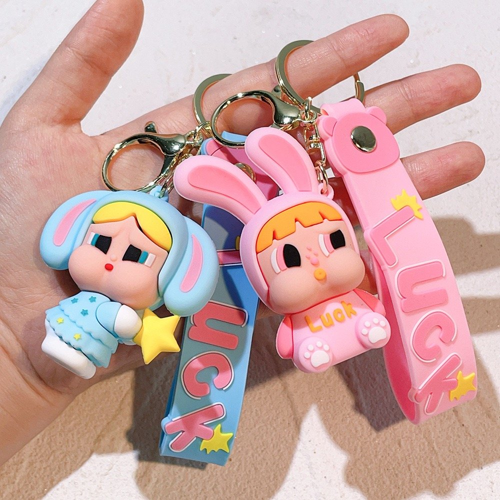 3D PVC Anime keychain Kawaii cartoon rubber Lilo Stitch Ilaveros Pink Angel Key Chain silicon car Bag Pendant Keyring Key Chain