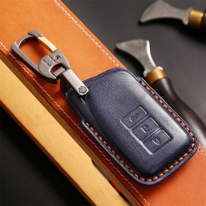 Genuine Leather Car Key Case Cover for Toyota Lexus 3 Buttons Smart Accessories Keys Handmade Car key Shell