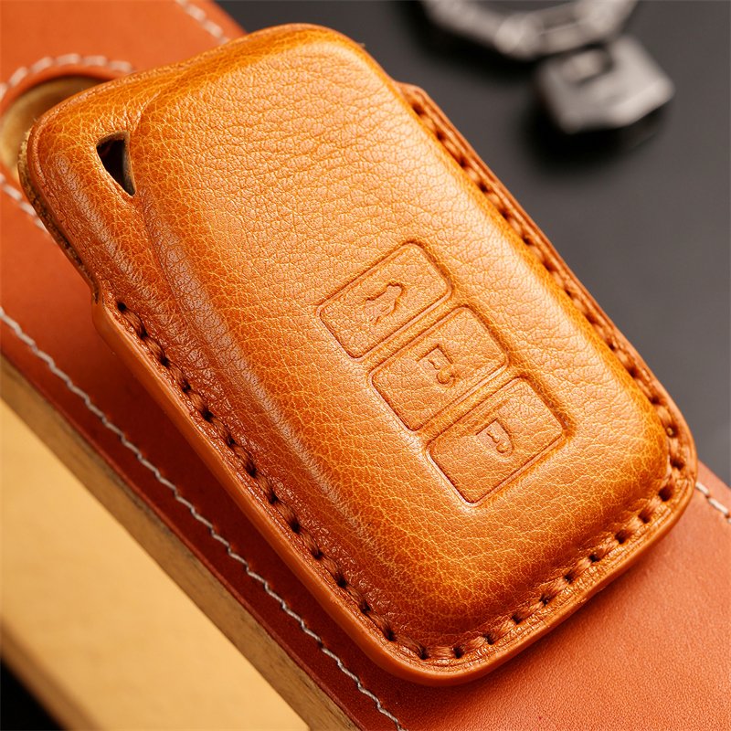 Genuine Leather Car Key Case Cover for Toyota Lexus 3 Buttons Smart Accessories Keys Handmade Car key Shell