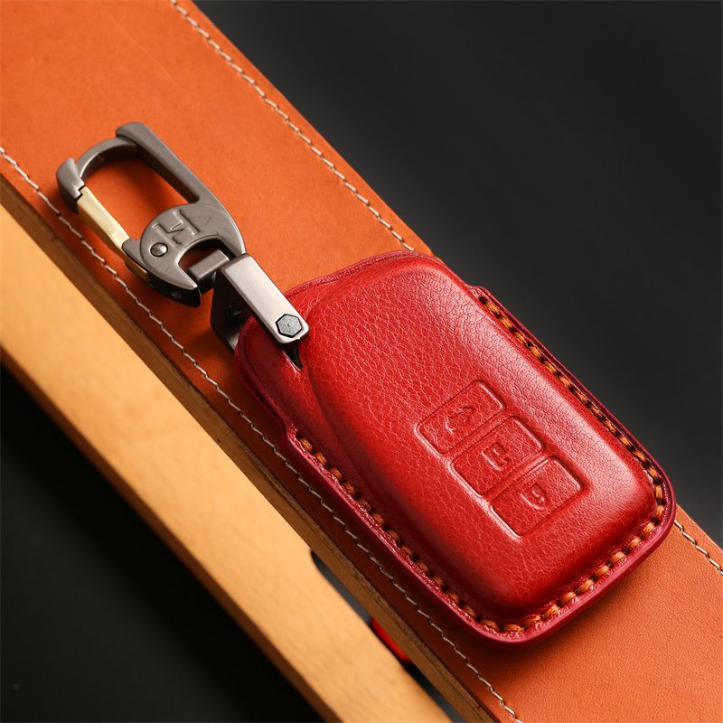 Genuine Leather Car Key Case Cover for Toyota Lexus 3 Buttons Smart Accessories Keys Handmade Car key Shell