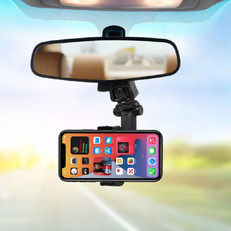 Top High Quality Rearview Mirror Mobile Phone Holder 360 Degree Adjustable Flexible Car Mount Bracket Phone Holder Car Holder