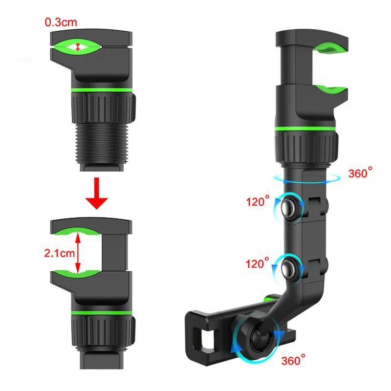 Top High Quality Rearview Mirror Mobile Phone Holder 360 Degree Adjustable Flexible Car Mount Bracket Phone Holder Car Holder