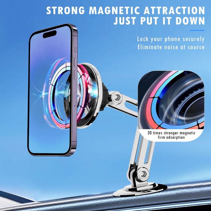 Universal 360° PRO magnetic car phone holder alloy folding adjustable holder with metal ring suitable for all smartphones