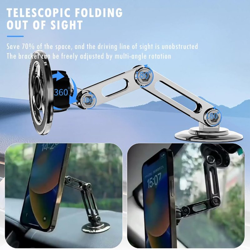 Universal 360° PRO magnetic car phone holder alloy folding adjustable holder with metal ring suitable for all smartphones