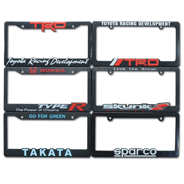 OEM Custom 3D logo Printed debossed USA car standard size Plastic license plate frame